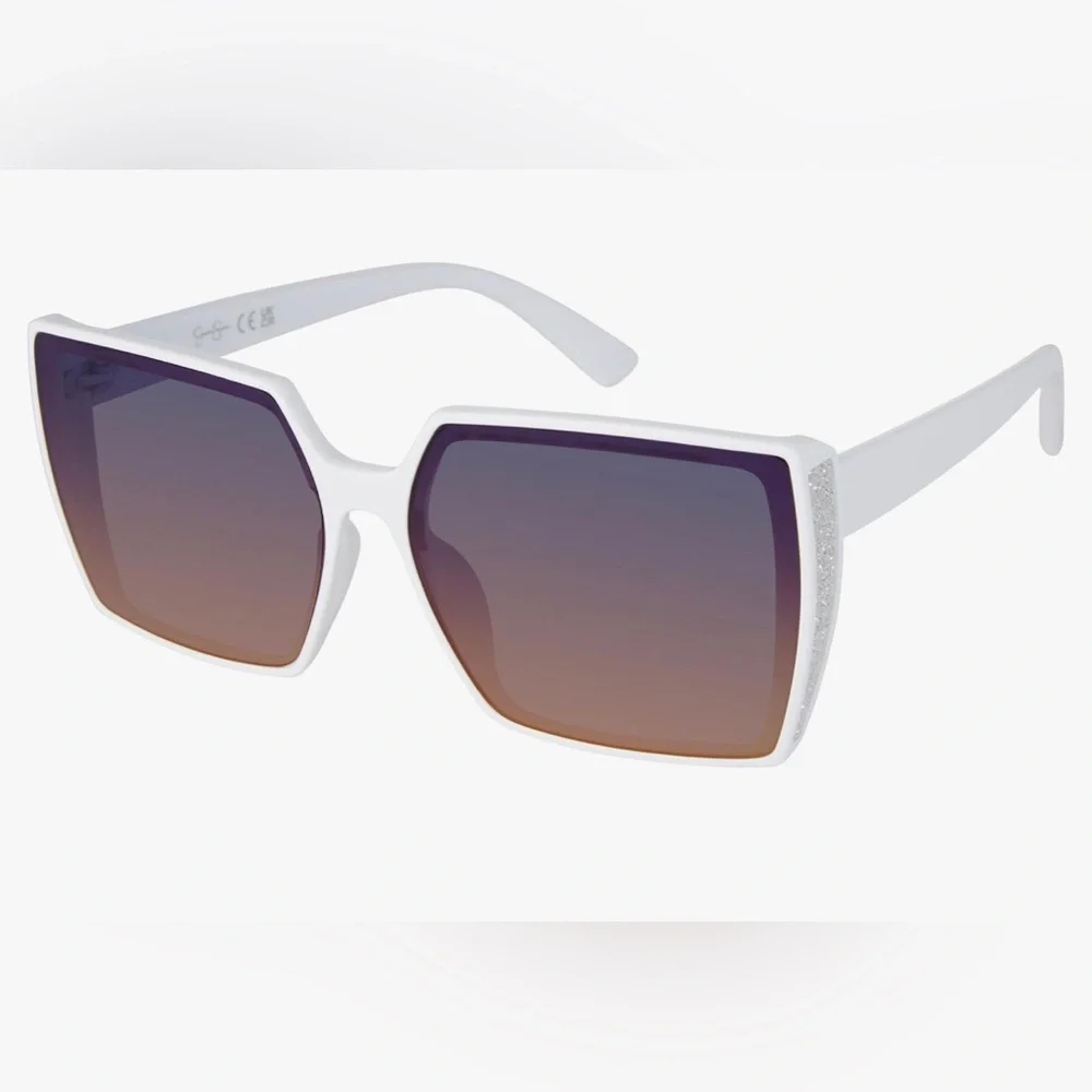 Jessica Simpson J6207 white glamourous silver sparkle Square UV400‎ Sunglasses